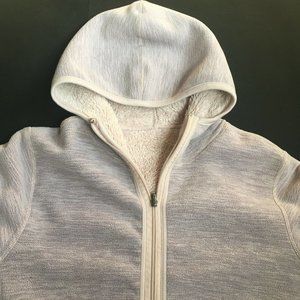 #75 Womens Full Zip Fleece Wool Blend Activewear Hoodie Gray Long Sleeve Sweater